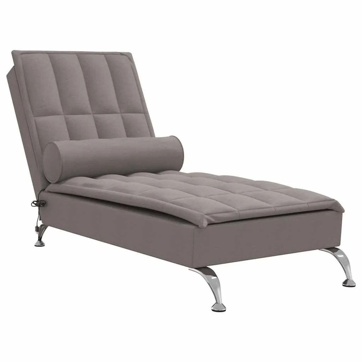 vidaXL Massage-Chaiselongue mit Nackenrolle Taupe Stoff 379447