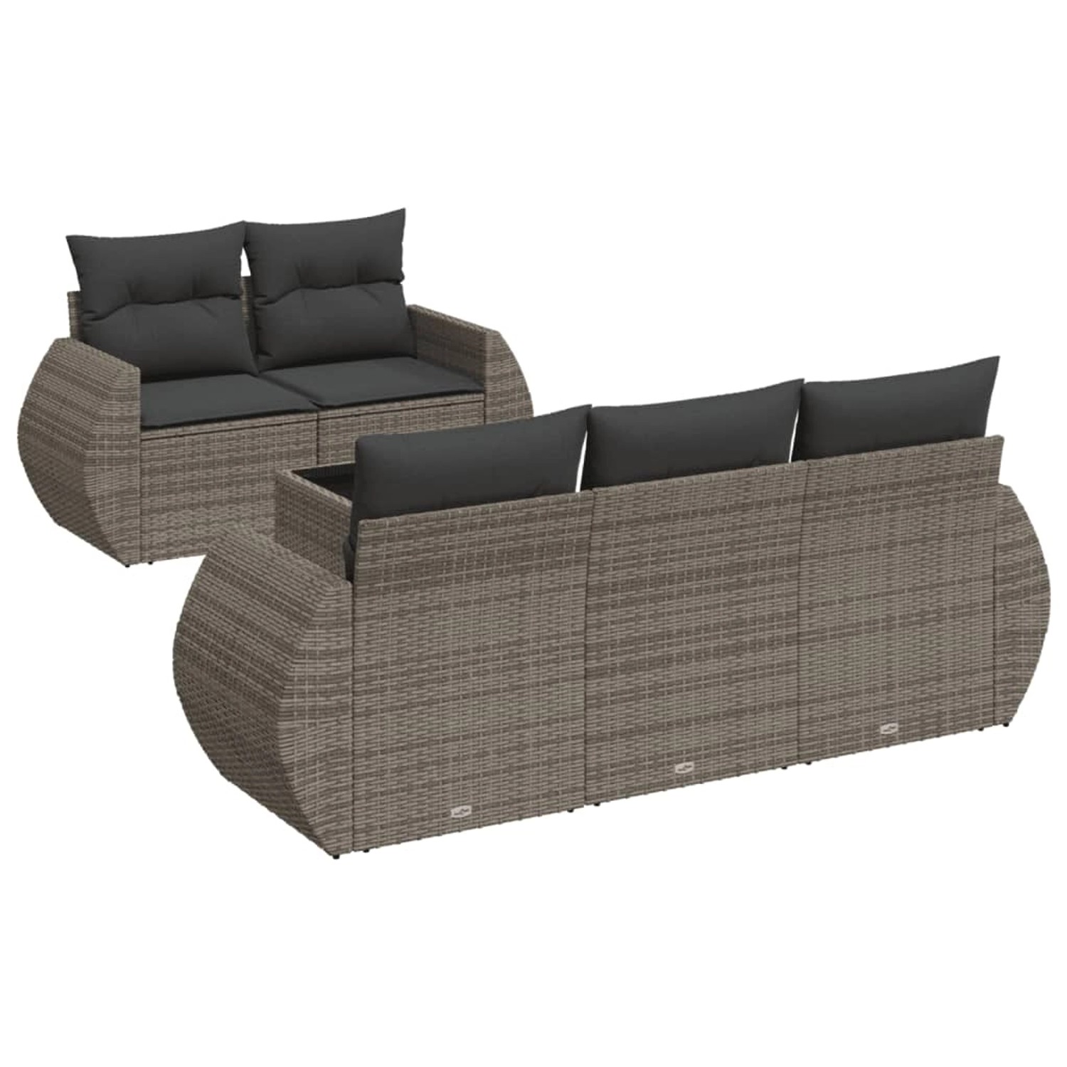 vidaXL 6-Tlg Garten-Sofagarnitur mit Kissen Grau Poly Rattan 3253437 günstig online kaufen