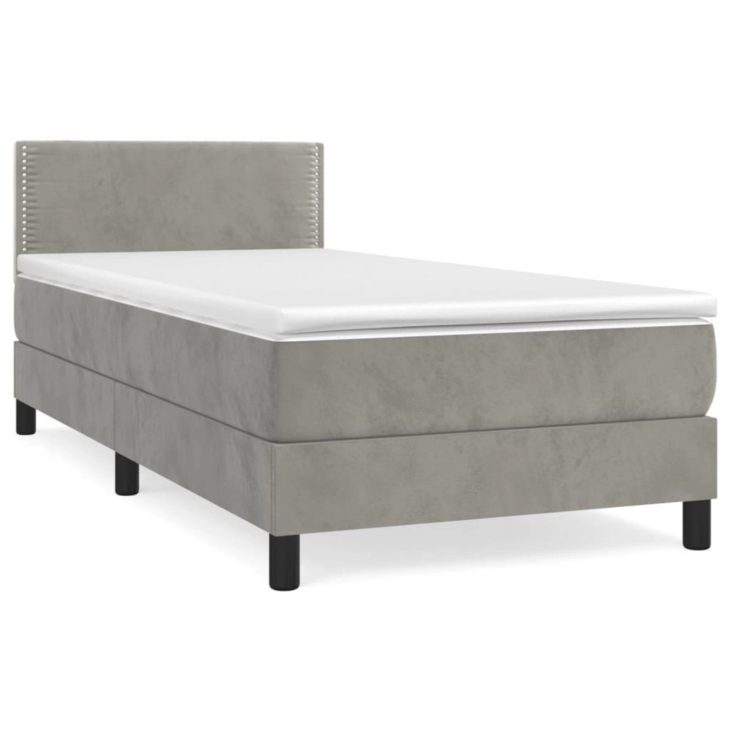 vidaXL Boxspringbett mit Matratze Hellgrau 90x190 cm Samt1537728 günstig online kaufen