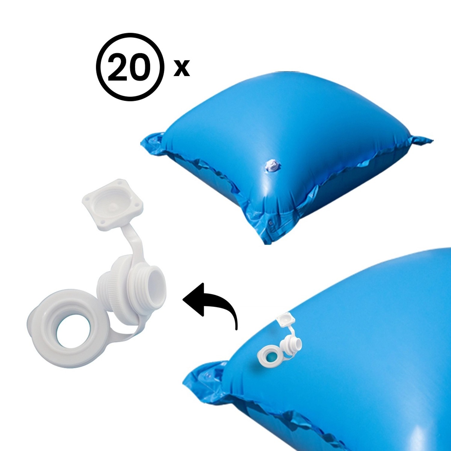 Thumbnail - Evolution 20 Poolkissen Luftkissen Winter Abdeckung Polster Pool mit Ösen Set