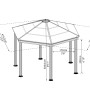 Technische Zeichnung: Palram Canopia Gartenpavillon Roma 4.1 x 3.6 in Anthrazit mit Maßangaben.