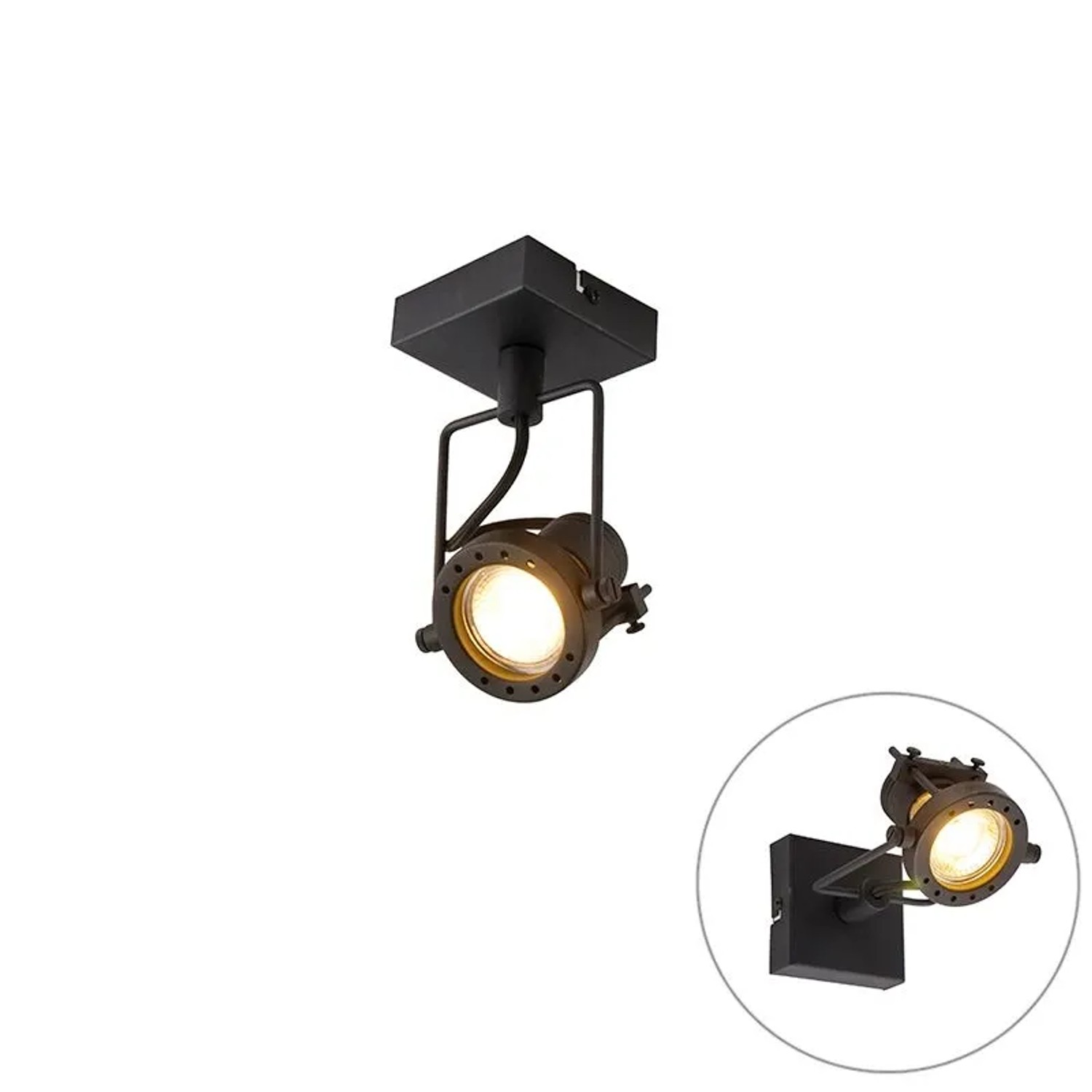 QAZQA Industrieller DeckenSpot Schwarz Verstellbar GU10 50mm Suplux