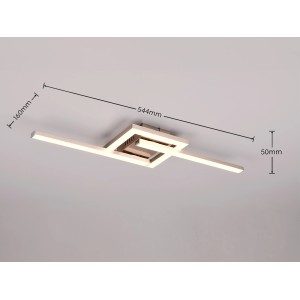 Moderne LED Deckenleuchte Viale in Nickel Matt, schwenkbare Elemente, 54,4 cm breit.