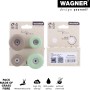 Wagner Wandhaken-Set Dot, 4-teilig in Taupe und Pastellgrün. Runde Haken zur Wandmontage.