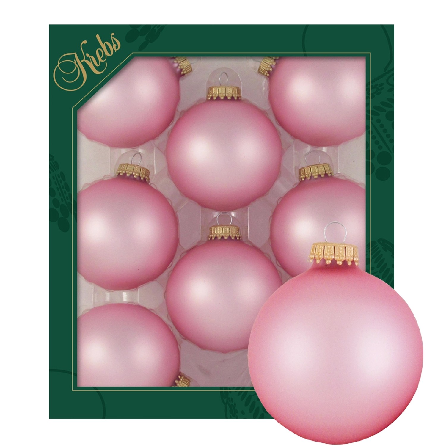 Krebs Glas Lauscha Weihnachtskugeln Uni-Design Rosa 7cm