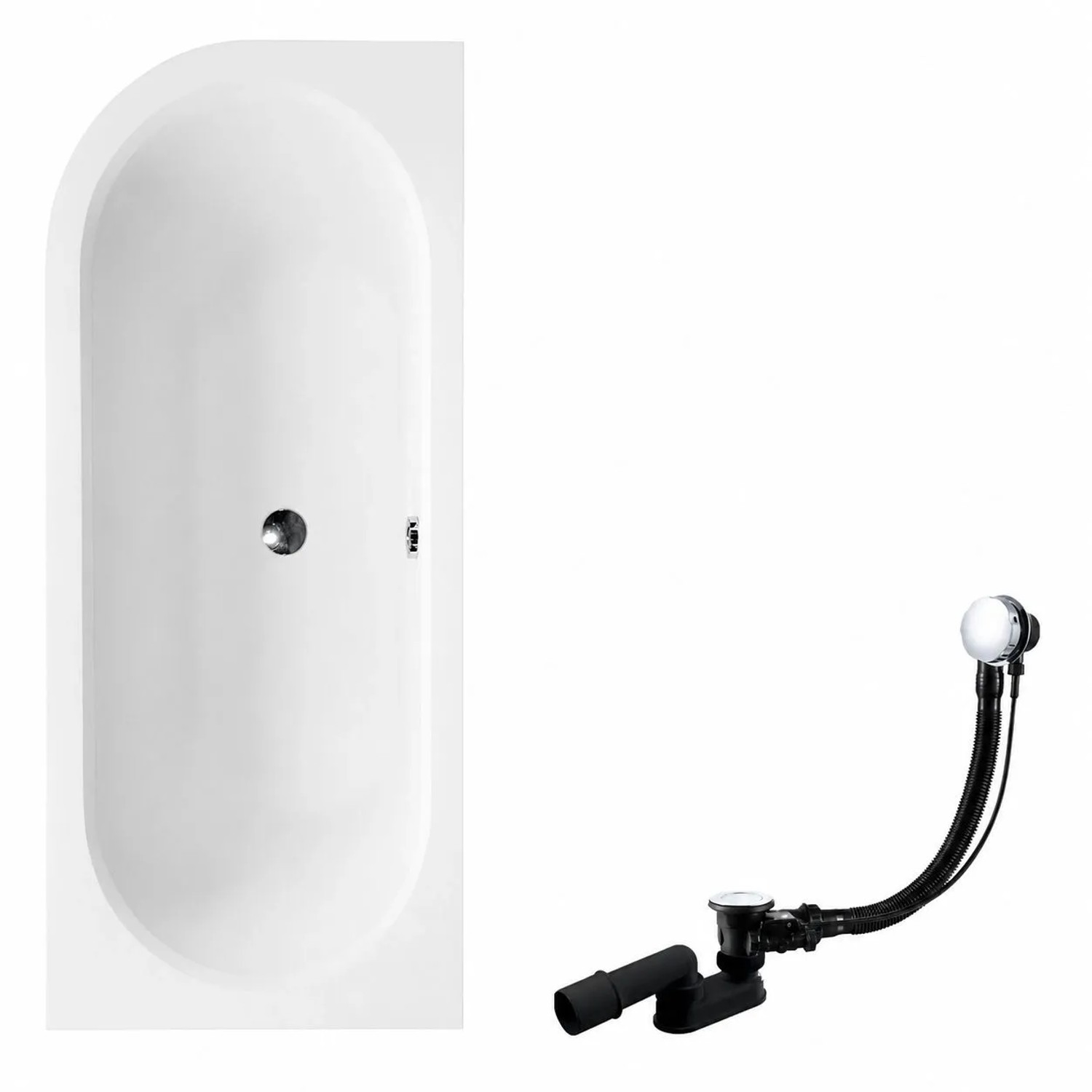 KOLMAN Badewanne Eckwanne 160 x 75 Cm Rechts Inkl. Ablauf Und Füße