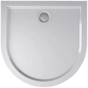 Halbrunde, weiße Duschtasse 80x80 cm aus Acryl, ohne Ablaufgarnitur.