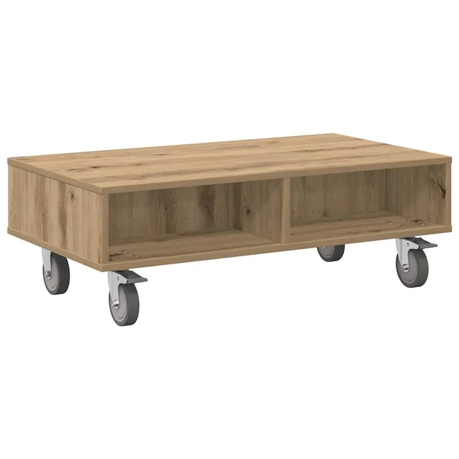 vidaXL Beistelltisch mit Rädern Artisan-Eiche 90 x 50 x 30 cm 891023