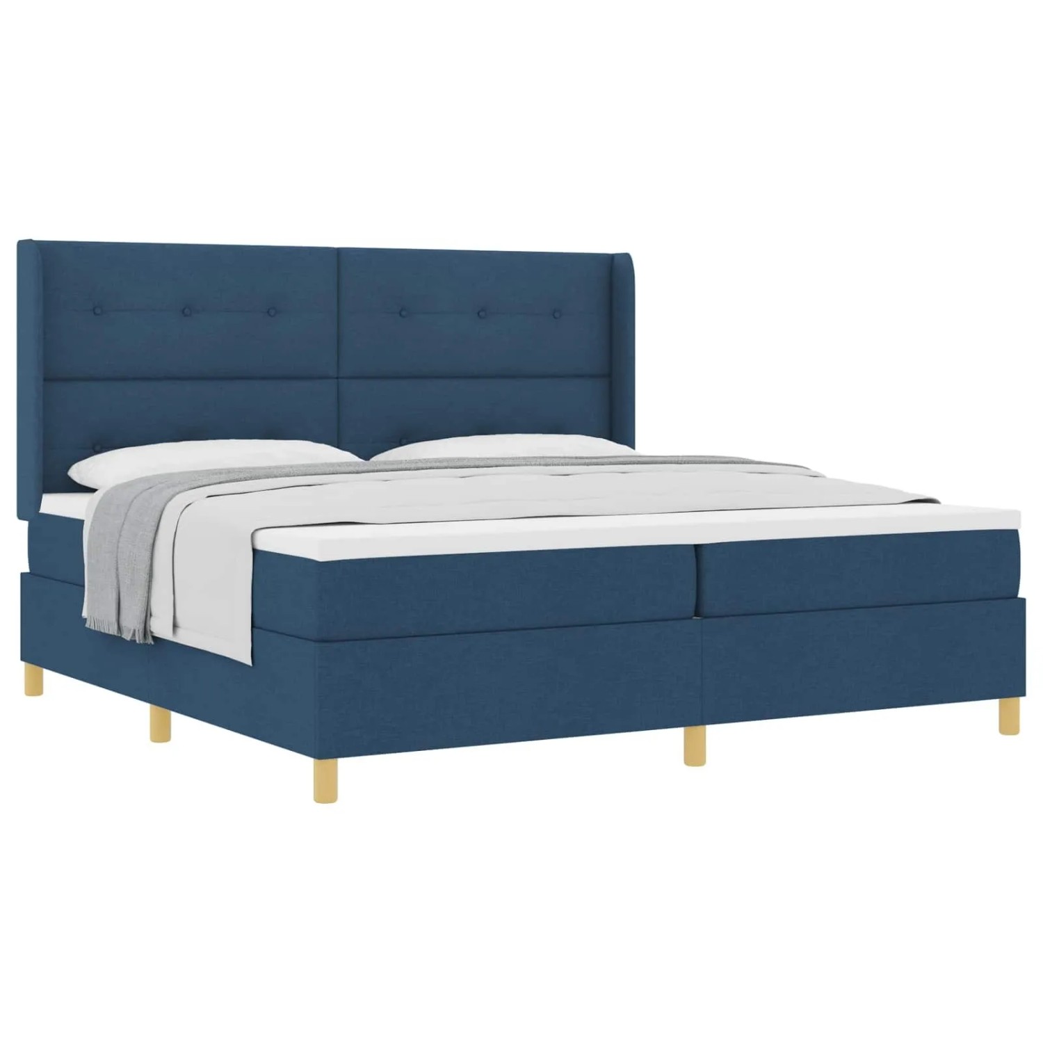 vidaXL Boxspringbett mit Matratze mit Kopfteil Blau 200 x 200 cm Stoff 3341860