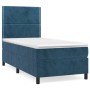 Dunkelblaues Boxspringbett 100x200 cm mit Samtbezug, inklusive Matratze und Kopfteil.