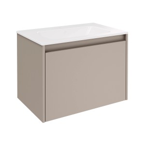 Fackelmann Waschtisch-Set Compact Line, 71 cm, Kaschmir mit einem Schubfach und weißem Waschbecken.