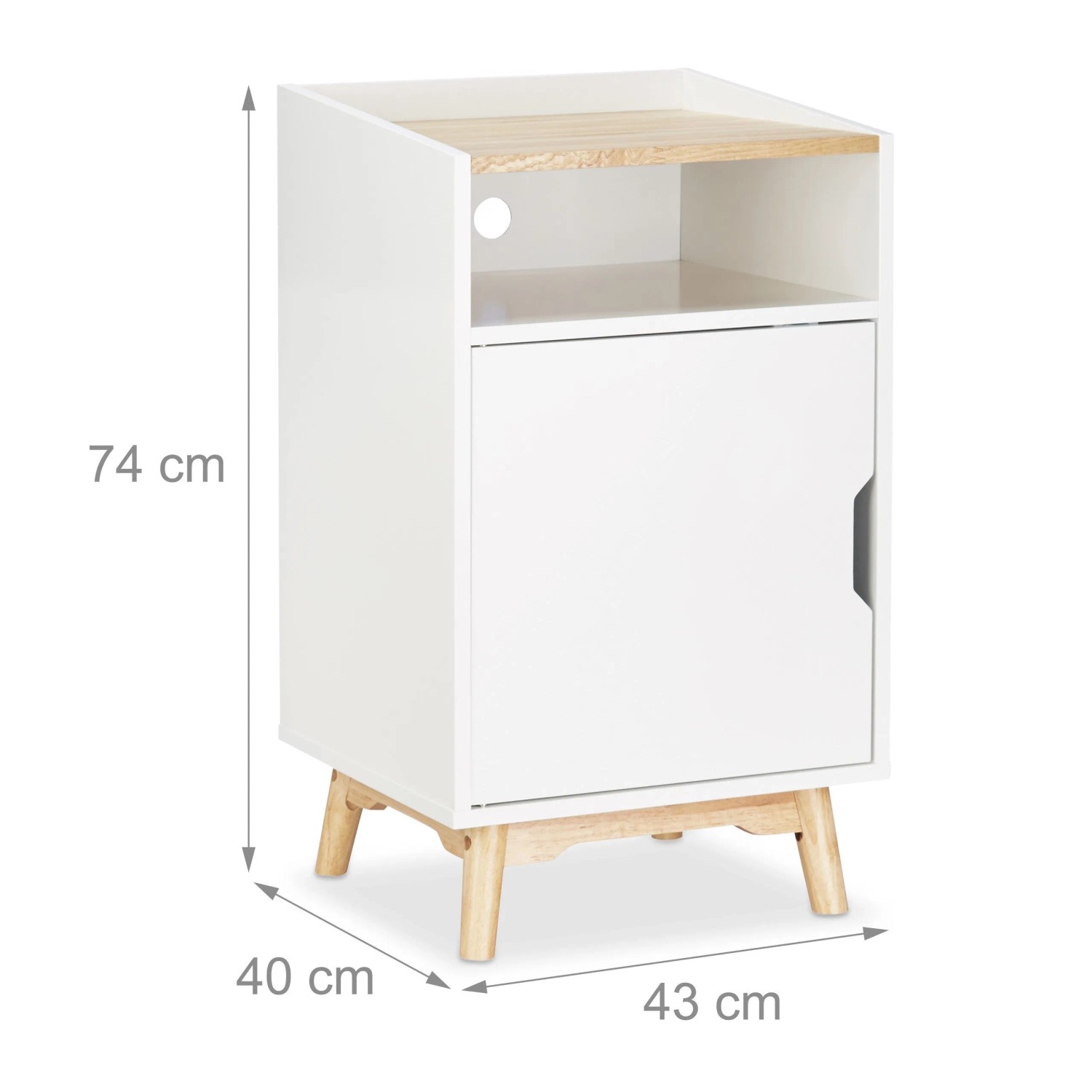 Relaxdays Nachttisch MDF Kiefernholz Weiß Mit Tür 74 cm x 43 cm x 40 cm 14 kg_4