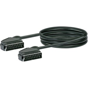 Schwarzes Schwaiger SCART Kabel, 2 m, für Audio- und Video-Verbindungen.