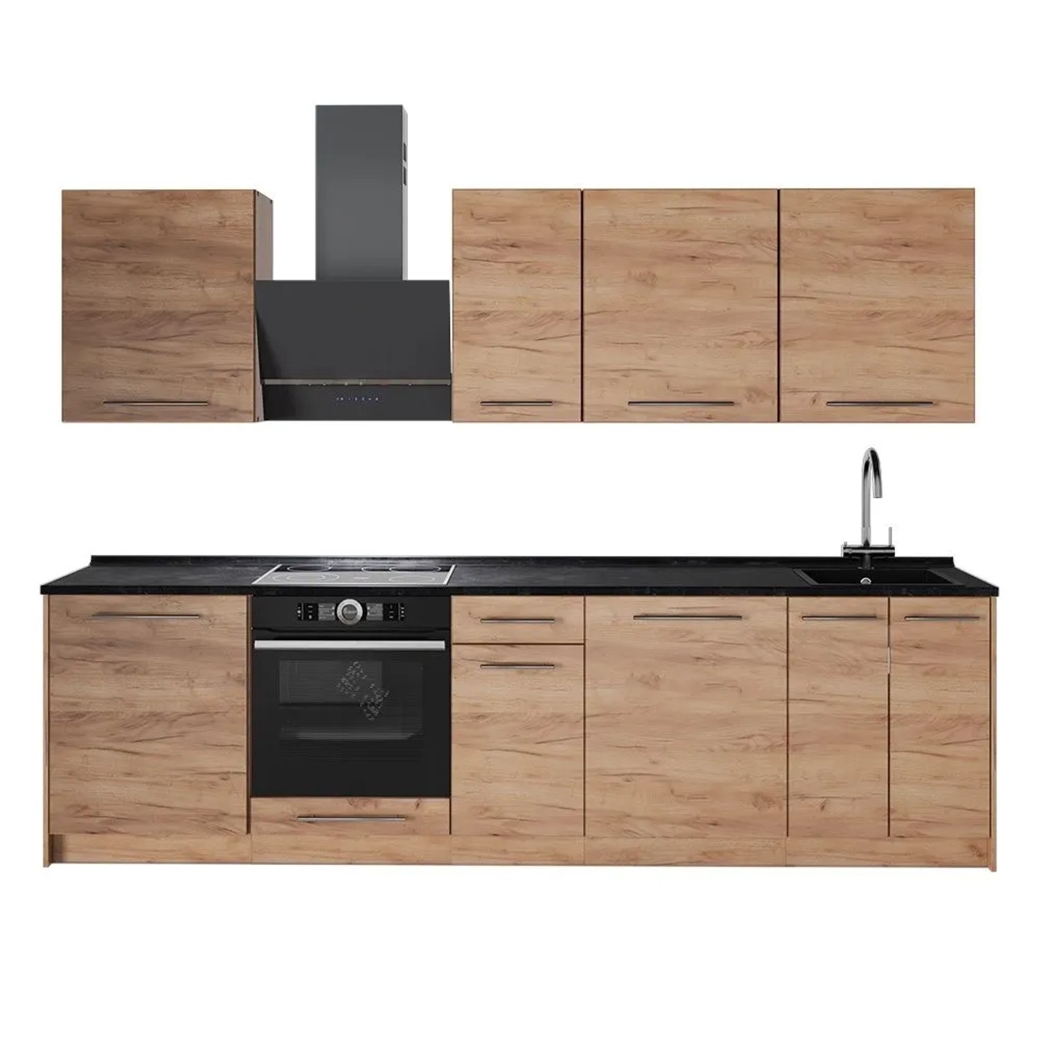 Vicco Küchenzeile Fame-Line Goldkraft Eiche/Goldkraft Eiche 280 x 82 AP Anthrazit Art Nr 64196