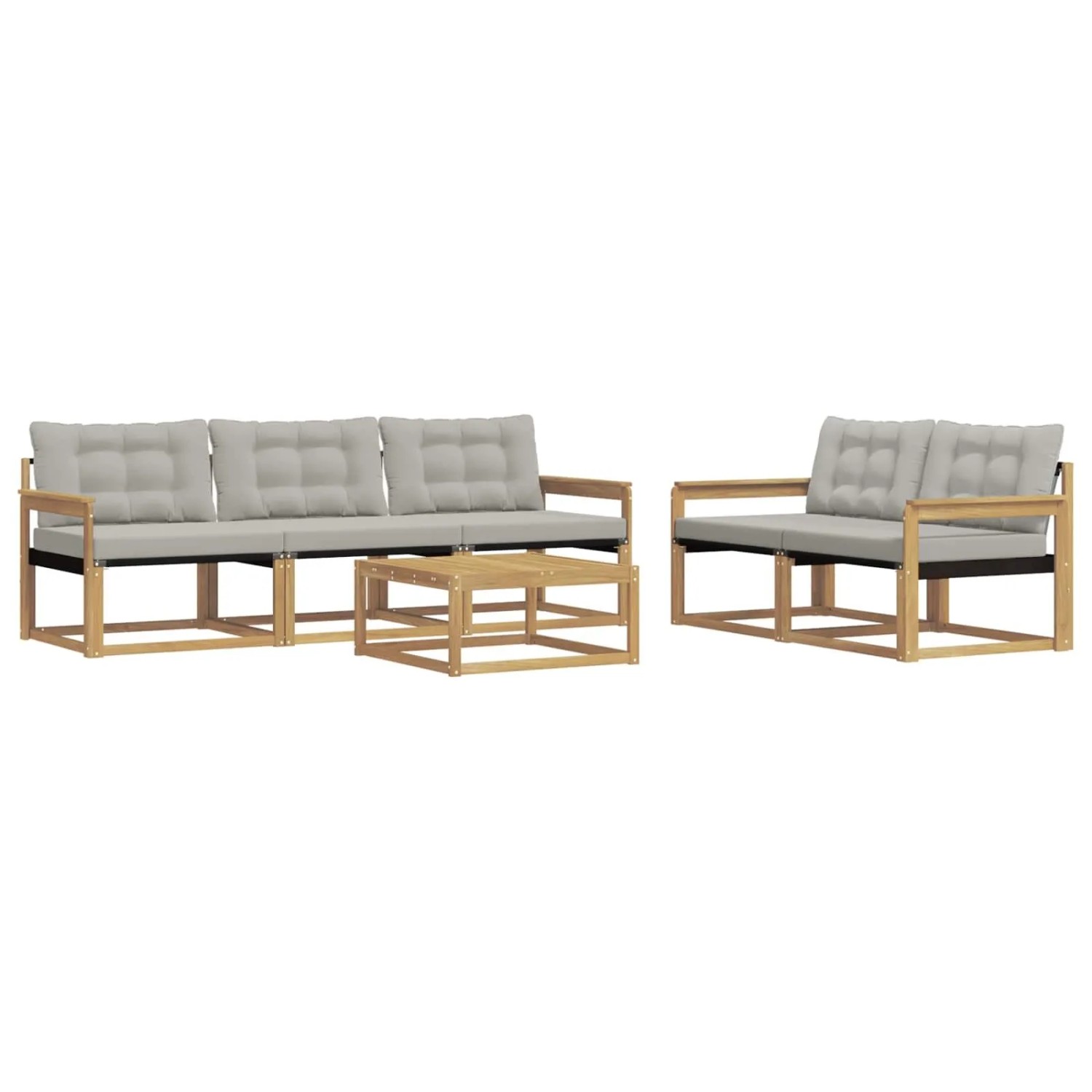 vidaXL Outdoor-Sofagarnitur 6 Stk Weiß und Hellgrau 79 x 79 x 37 cm 3388413