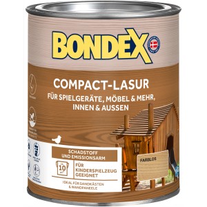 Dose Bondex Compact-Lasur Farblos 750ml für Holz, innen & außen. Holzlasur für Kinderspielzeug geeignet.