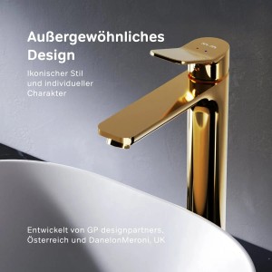 AM.PM Waschtischarmatur X-Joy in Gold: Einhebelmischer mit hohem Auslauf für das moderne Bad.