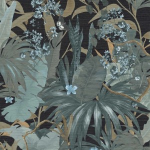 Grüne Vliestapete mit Dschungel-Motiv: Tropische Blätter und Pflanzen für Wohn- und Schlafzimmer.