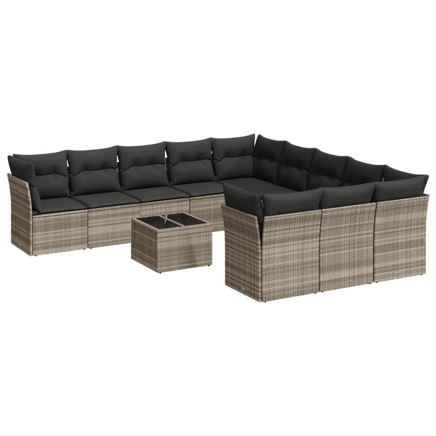 vidaXL 12-Tlg Garten-Sofagarnitur mit Kissen Hellgrau Poly Rattan 3218422 günstig online kaufen