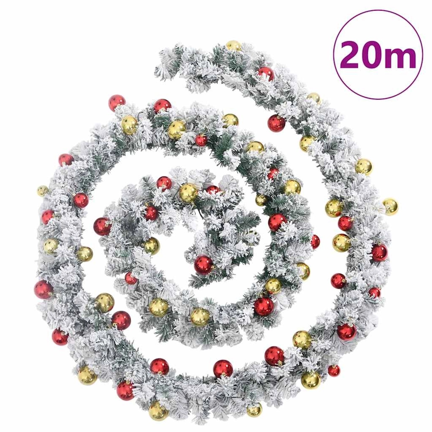 vidaXL Weihnachtsgirlande mit Kugeln und LED-Leuchten Grün 20 m PVC 4019674_7