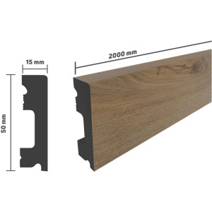 Selit Sockelleiste Selitstyle® FBL50 Eiche Padua, Profilansicht mit Maßen.