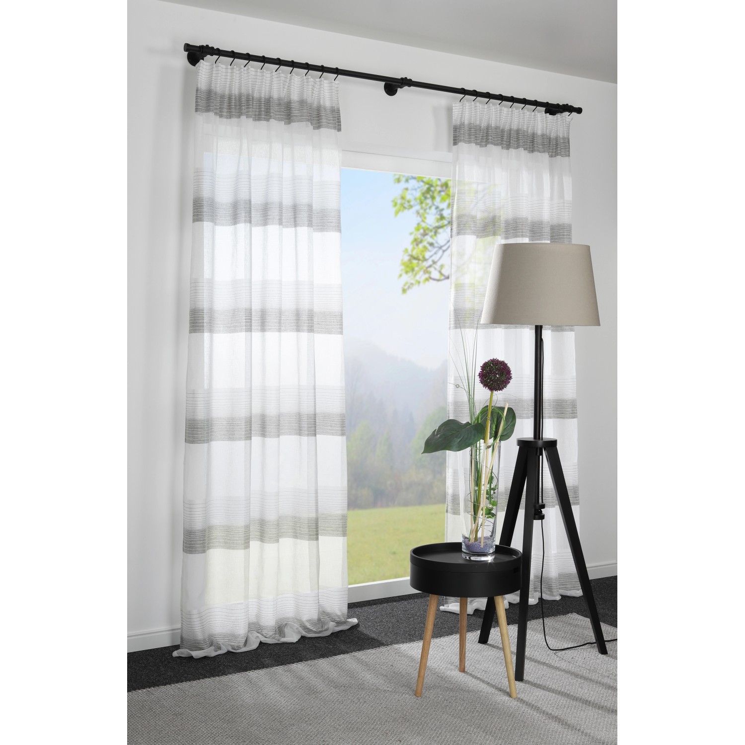 Gardinia Träger Industrial Home, schwarz, 10 cm, für Gardinenstange Ø 25 mm. Stilvolle Fensterdekoration.