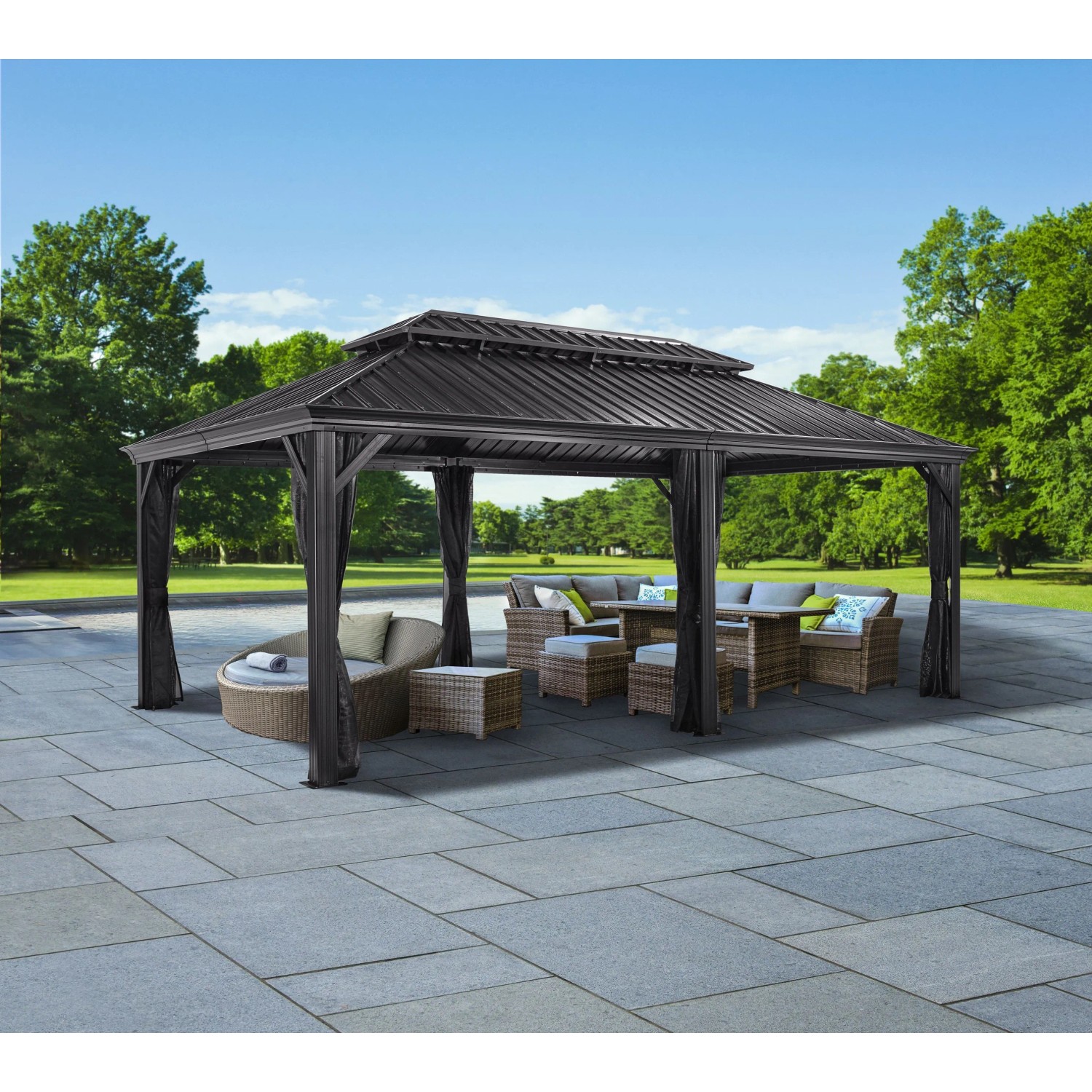 Sojag Aluminium Pavillon Messina 12 x 20 Anthrazit 363 cm x 598 cm x 307 cm günstig online kaufen