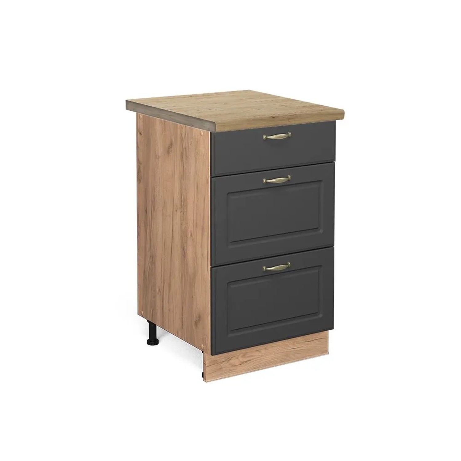 Vicco Küchenunterschrank Fame-Line Anthrazit-Gold Goldkraft Eiche 50 cm AP Eiche