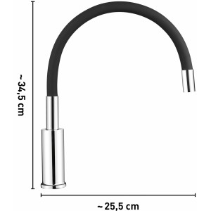 baliv Küchenarmatur KI-1100 in Chrom-Schwarz mit flexiblem, schwenkbarem Auslauf.