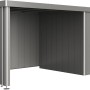 Biohort Seitendach Quarzgrau-Metallic für Gerätehaus Neo, Metallüberdachung mit Stützen und Regenfallrohren.