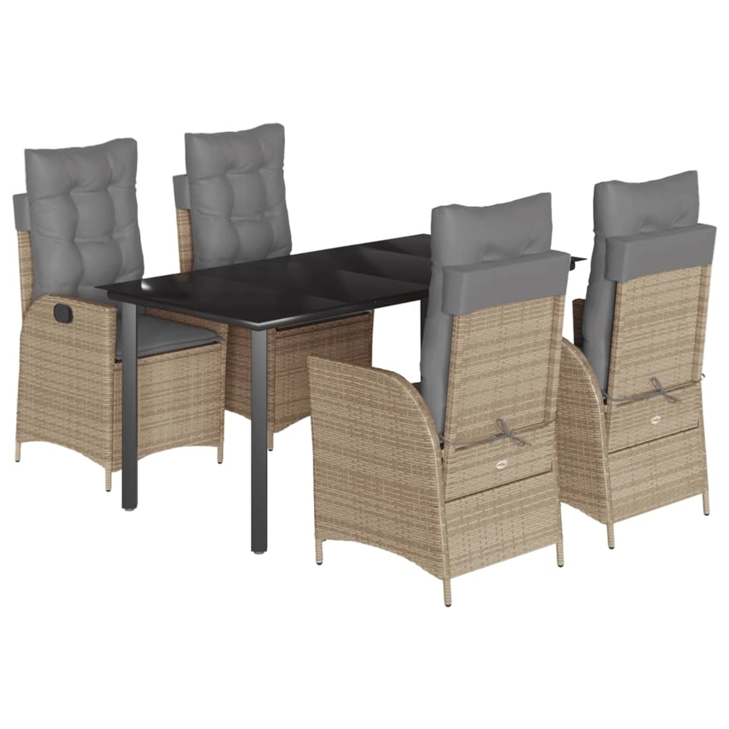 vidaXL 5-Tlg Garten-Essgruppe mit Kissen Beige Poly Rattan 3213268 günstig online kaufen