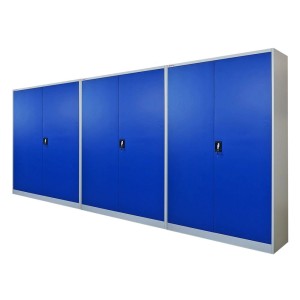 PROREGAL Mega Deal 3x Flügeltürenschrank Elephant Metall Aktenschrank Abschließbar 2 Türen 180x120x40Cm Stahl 4 Ebenen Stahlschrank Blau/Lichtgrau