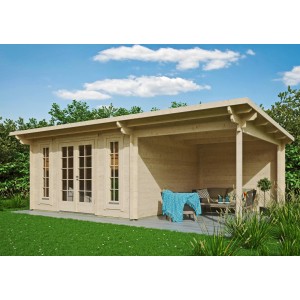 Imprägniertes Fjordholz Gartenhaus Jacob 44 C mit Seitendach aus Kiefer. Ideal als Gerätehaus oder Hobbyraum.