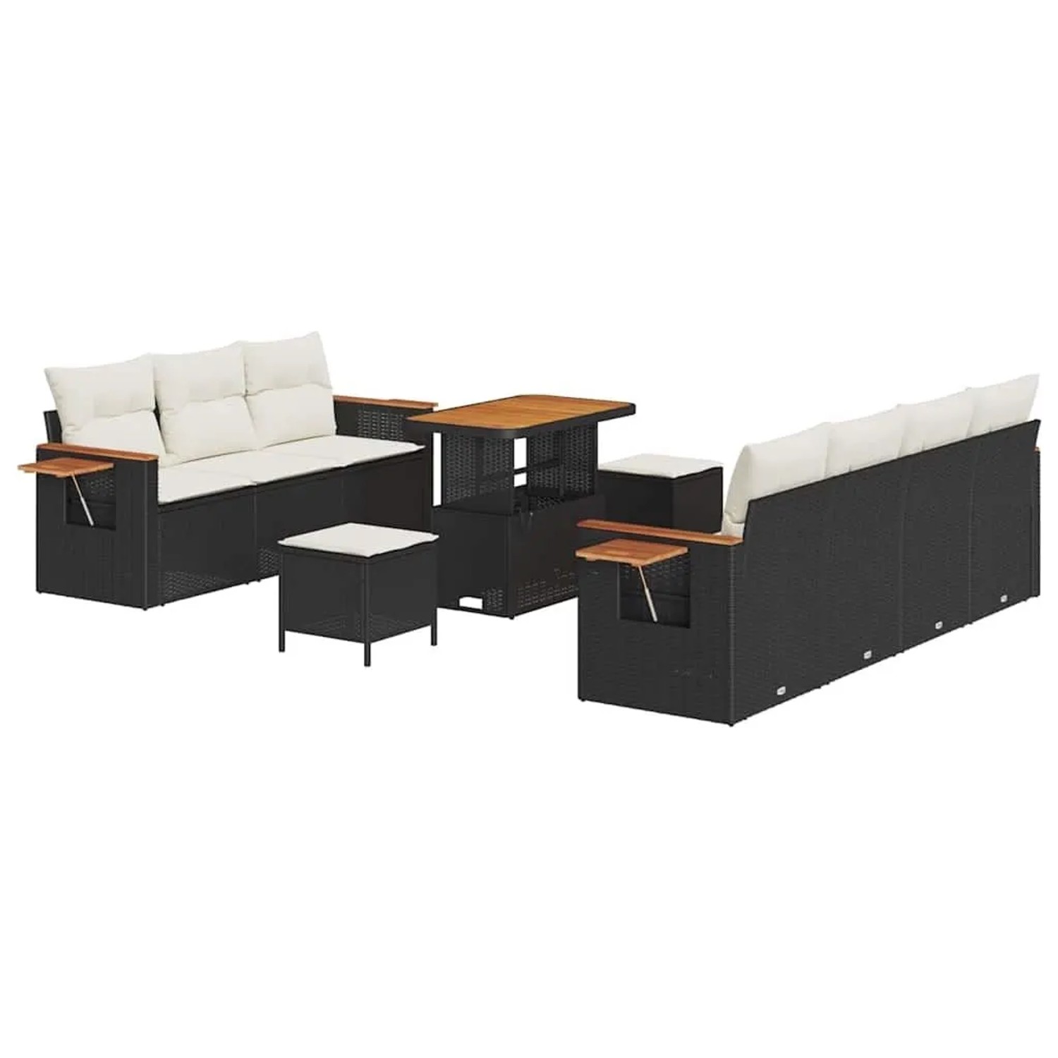 vidaXL Gartensofa-set mit Kissen 13-Tlg Schwarz und Creme Poly-Rattan 33650 günstig online kaufen
