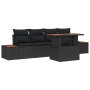 vidaXL Garten Essgruppe 5-tlg. Schwarz/Braun: Poly-Rattan Lounge mit Tisch und Kissen.
