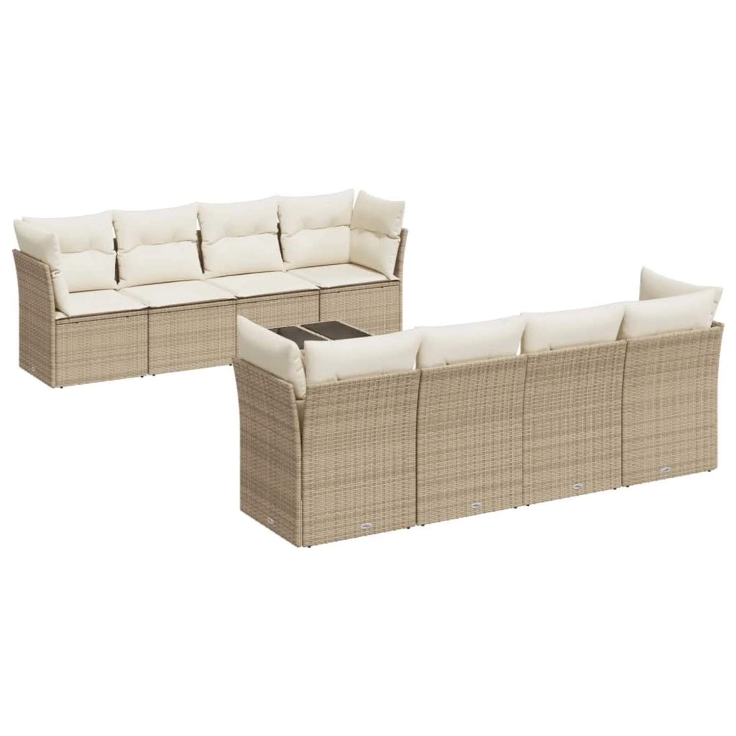 vidaXL 9-Tlg Garten-Sofagarnitur mit Kissen Beige Poly Rattan 3217308 günstig online kaufen