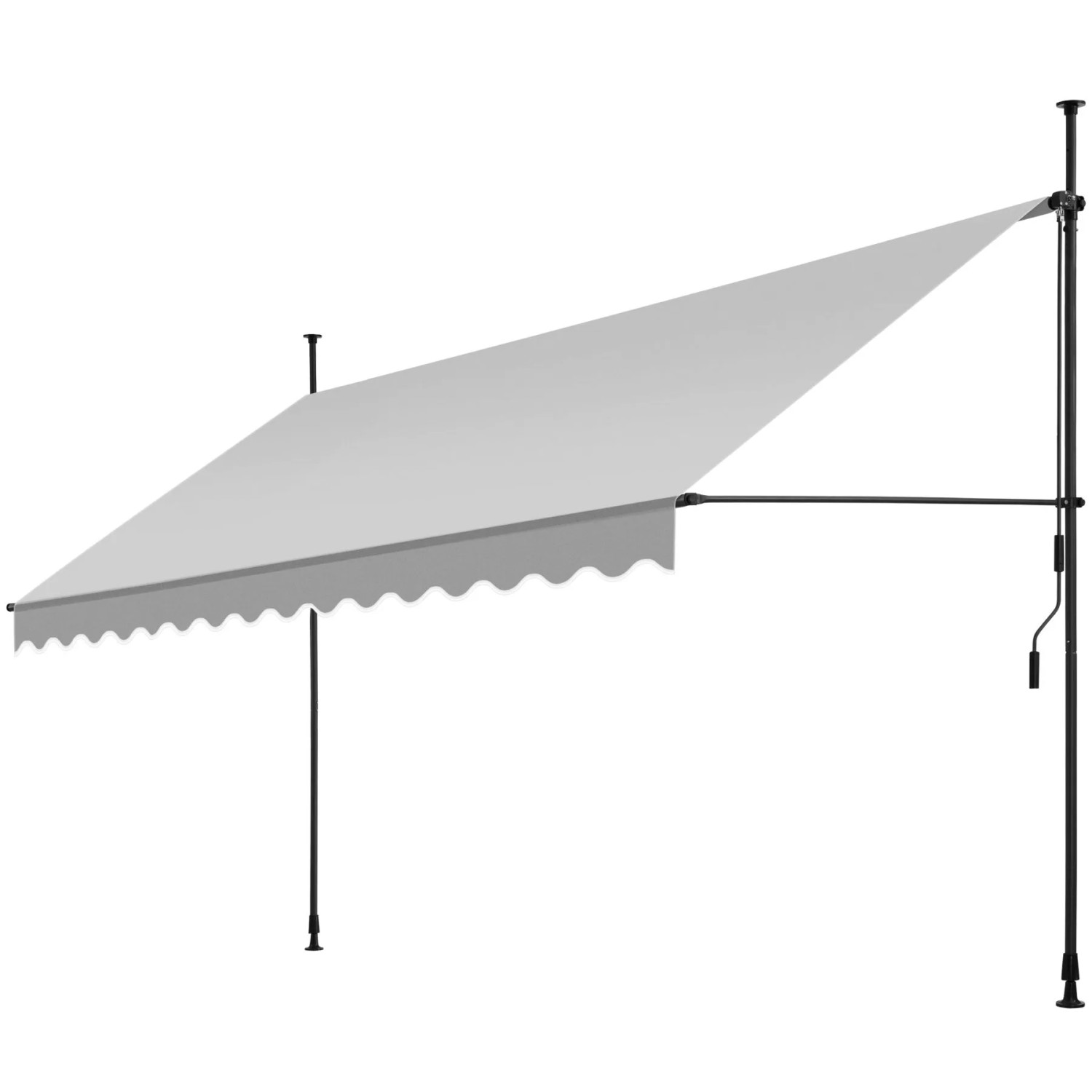 Tectake Klemmmarkise  Mit Handkurbel Uv Beständig 400 x 180 cm 180 x 400 x 304 cm Hellgrau