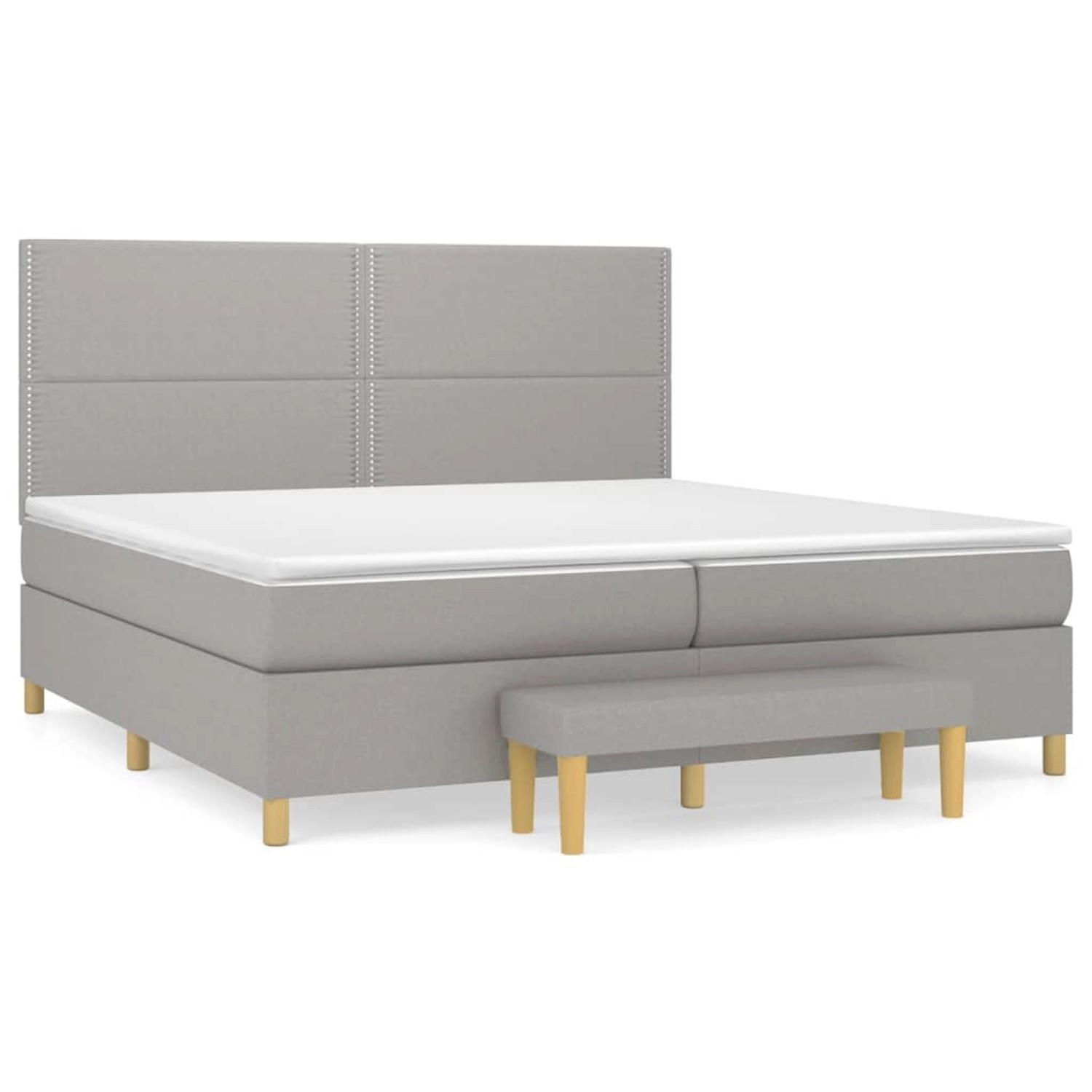 vidaXL Boxspringbett Boxspringbett mit Matratze Hellgrau 200x200 cm Stoff B günstig online kaufen