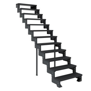 Dolle Außentreppe Gardentop, 12 Stufen, anthrazit, ohne Geländer.