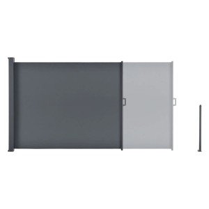 Juskys Seitenmarkise Dubai, 500x160 cm, dunkelgrau, ausgefahren. Sicht- und Windschutz für Terrasse und Balkon.