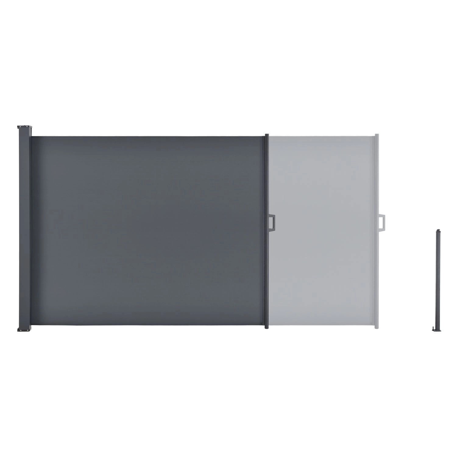 Juskys Seitenmarkise Dubai, 500x160 cm, dunkelgrau, ausgefahren. Sicht- und Windschutz für Terrasse und Balkon.