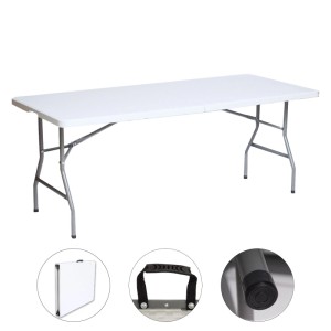 TRUTZHOLM Klapptisch, 180x75 cm, weiß, mit Stahlgestell. Gartentisch für Camping, Garten und mehr.