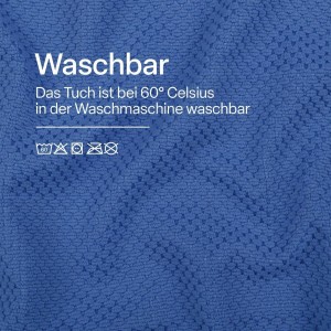 Blaues Microfaser Geschirrtuch 2er-Pack, waschbar bis 60°C, Double Face Struktur.