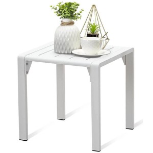 Weißer MeXo Aluminium Couchtisch/Gartentisch mit Polywood Tischplatte, wetterfest.