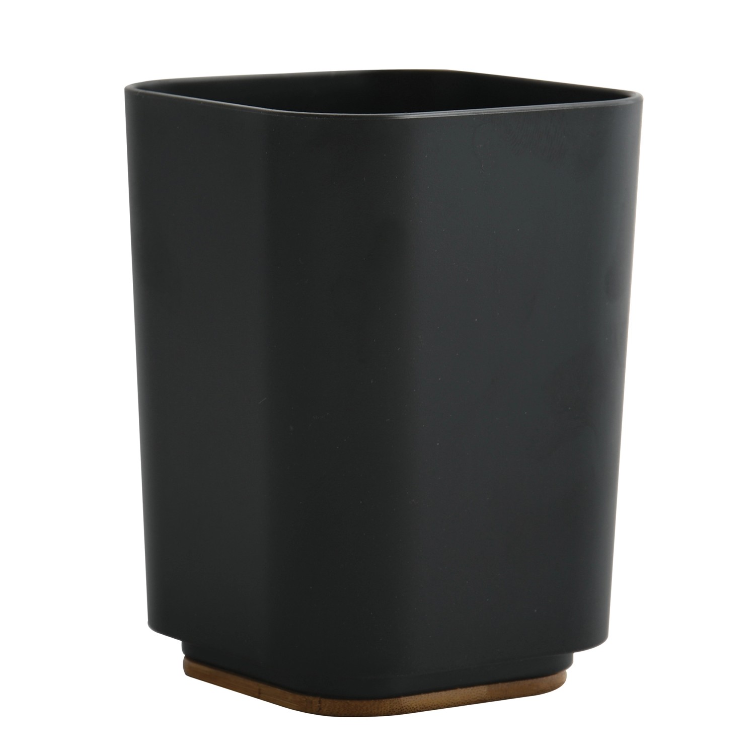 MSV Zahnputzbecher Kamla Polystyrol und Bambus 7,9 x 7,9 x 11,1 cm Schwarz günstig online kaufen
