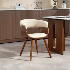 Beiger HOMCOM Esszimmerstuhl mit Holzbeinen und gepolsterter Sitzfläche.