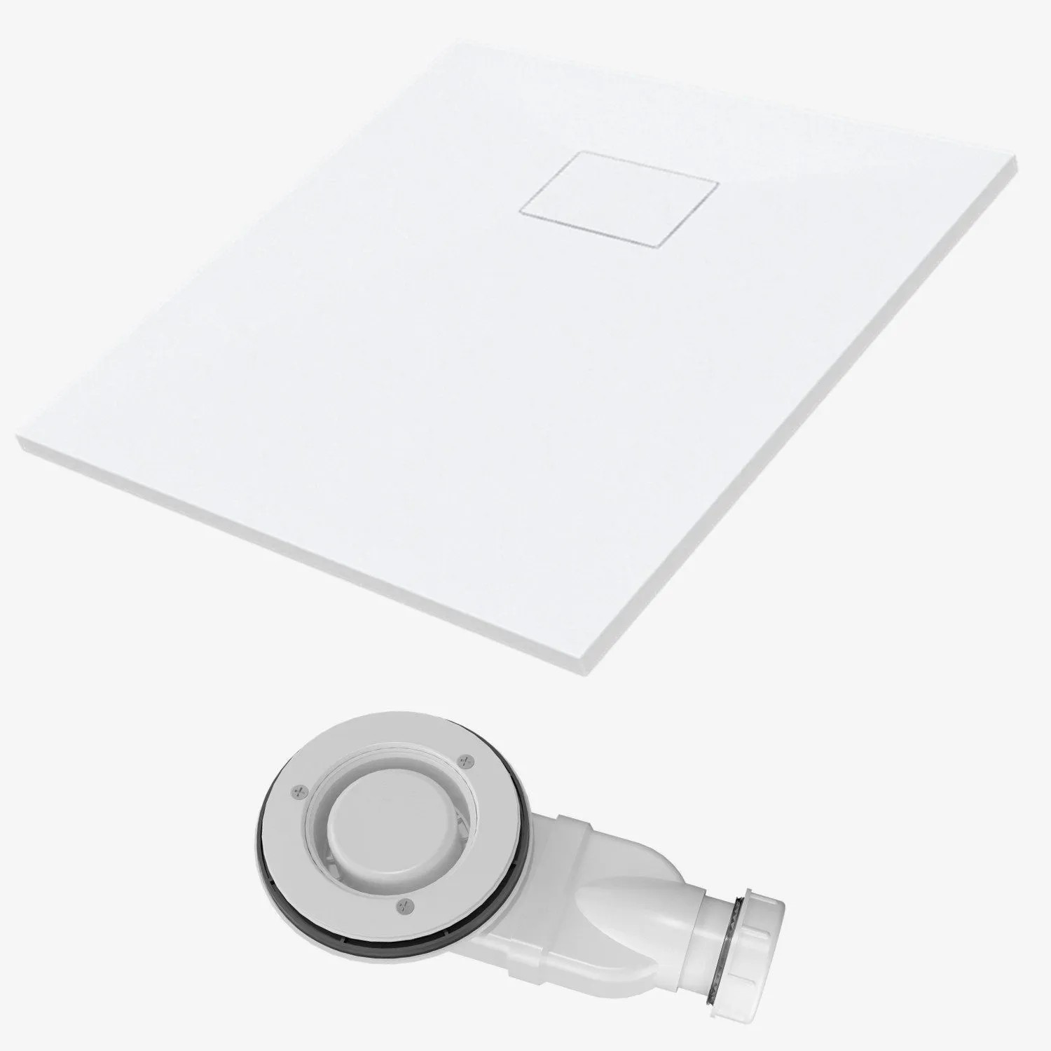 Aquabatos Rechteck Duschwanne 100 x 70 cm Duschwannen-Set SMC Duschtasse Brausewanne Rutschfest Steinoptik mit Ablaufgar...