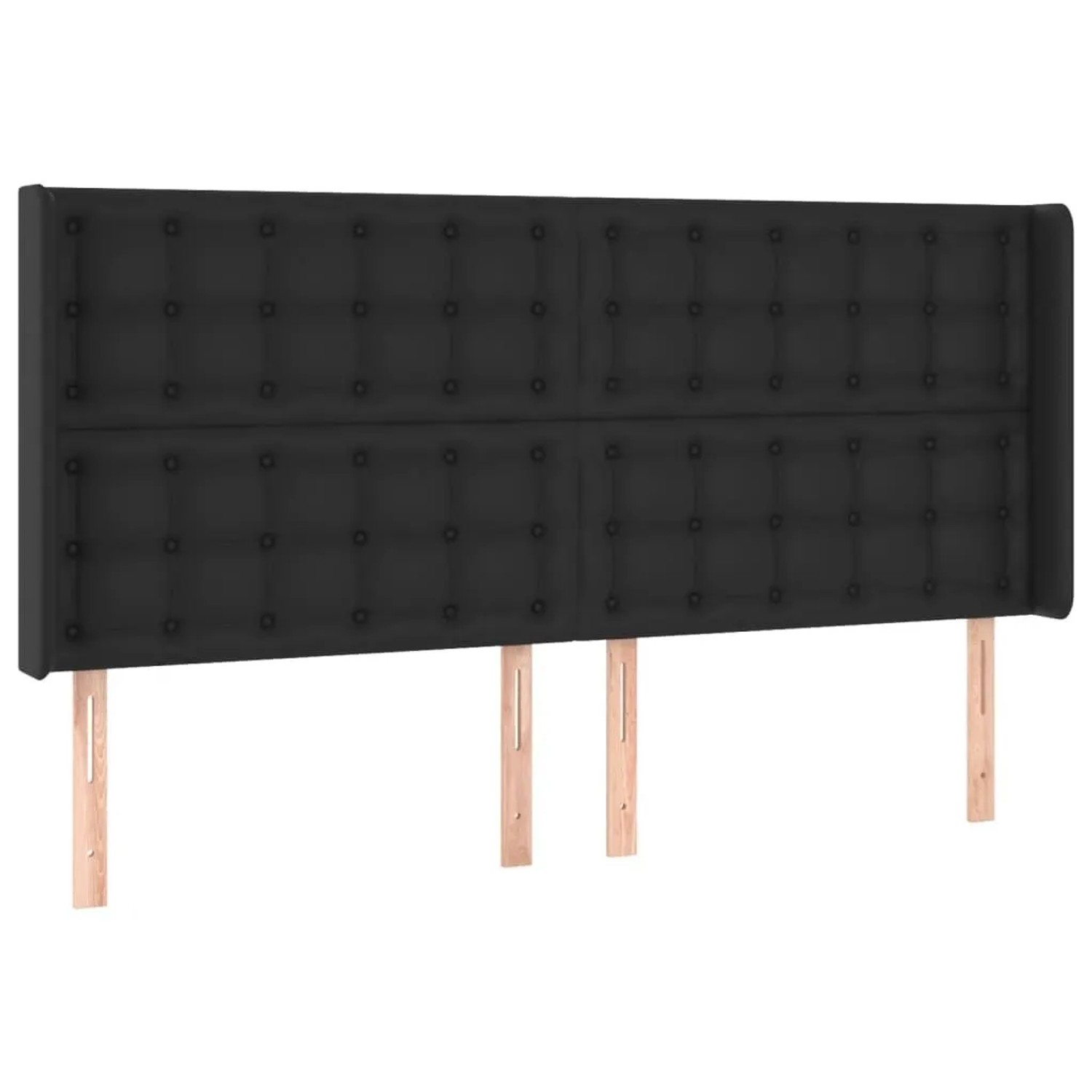 vidaXL Kopfteil mit Ohren Schwarz 183x16x118/128 cm Kunstleder 3119682