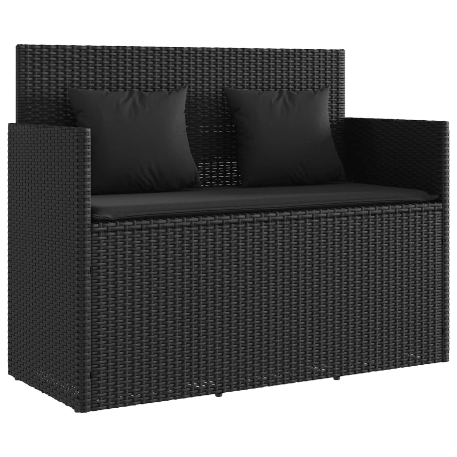 furnicato Gartenbank mit Kissen Schwarz Poly Rattan günstig online kaufen