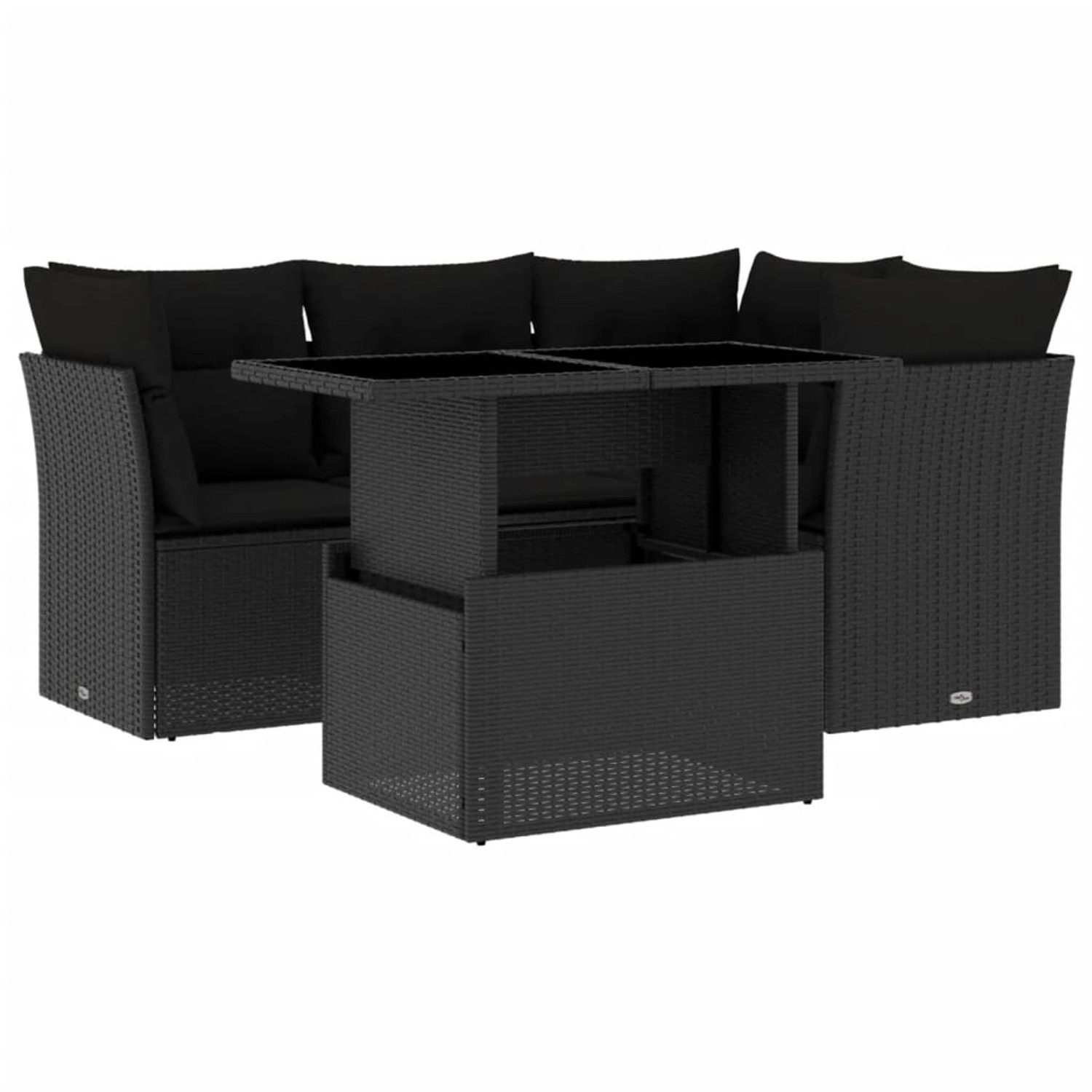 vidaXL 5-Tlg Garten-Sofagarnitur mit Kissen Schwarz Poly Rattan 3266555 günstig online kaufen